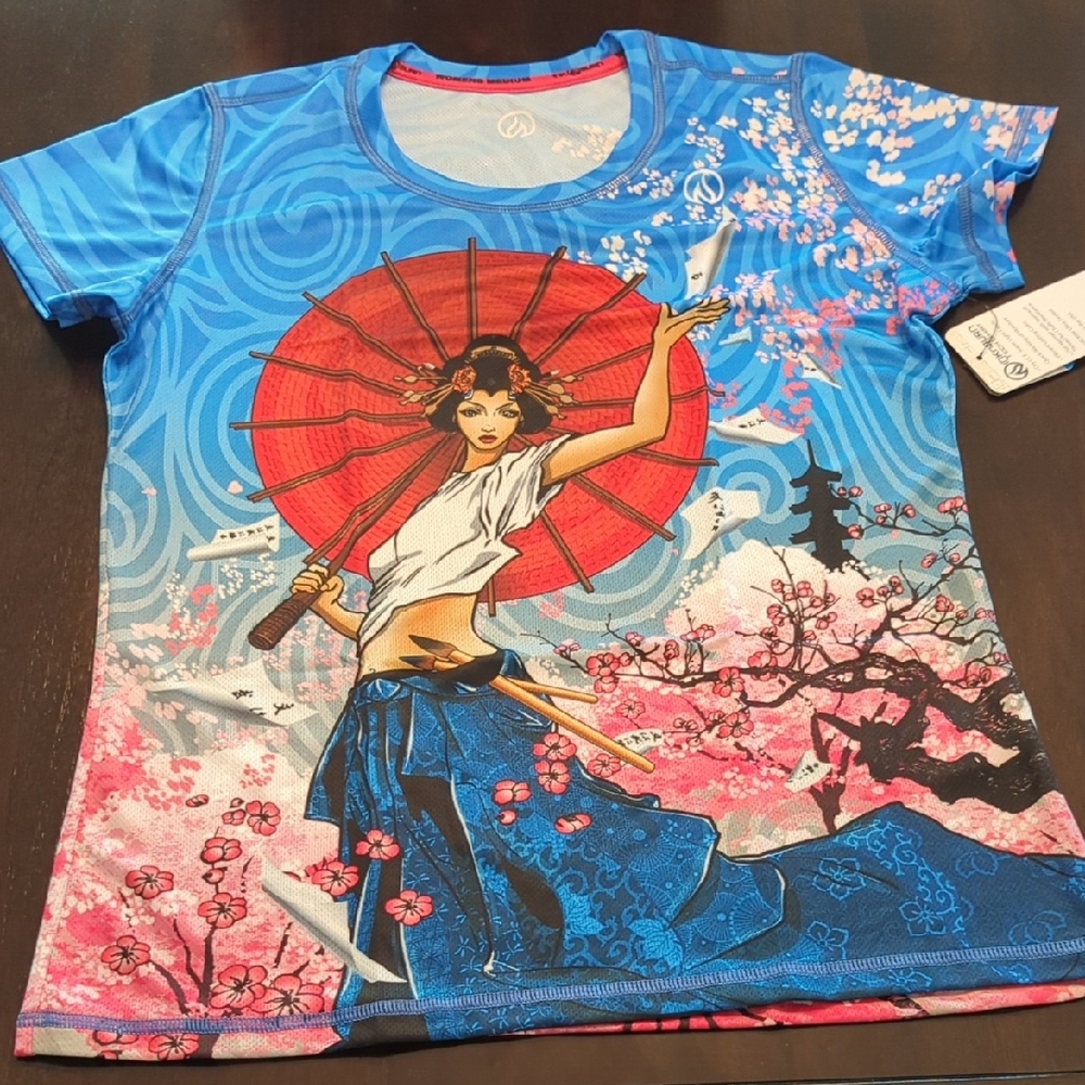 NWT! Rare Women's Blue Graphic Top